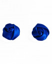 boucles d'oreilles : fleur de satin bleu roi - puces ou clip
