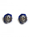 boucles d'oreilles : fleur de satin bleu roi - puces ou clip