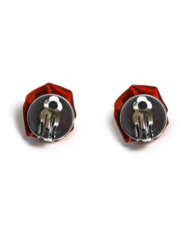 boucles d'oreilles : fleur de satin rouge vif - puces ou clip