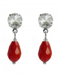 boucles d'oreilles rétro cristal blanc et goutte rouge