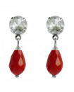 boucles d'oreilles rétro cristal blanc et goutte rouge