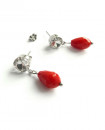 boucles d'oreilles rétro cristal blanc et goutte rouge