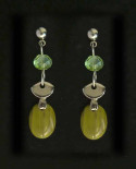 Boucles d'oreilles vert olive géométrie rétro