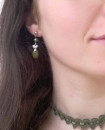 Boucles d'oreilles vert olive géométrie rétro