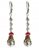 boucles d'oreilles baroque gouttes grise argenté et rouge