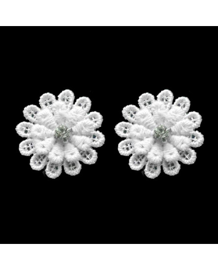 boucles d'oreilles puces fleurs blanches et strass