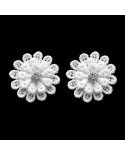boucles d'oreilles puces fleurs blanches et strass