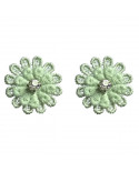 boucles d'oreilles puces fleurs vert amande