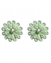boucles d'oreilles puces fleurs blanches et strass