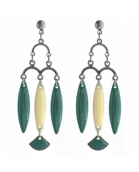 boucles d'oreilles vert émeraude, chandelier rétro