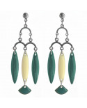 boucles d'oreilles vert émeraude, chandelier rétro