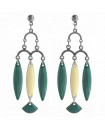 boucles d'oreilles vert émeraude, chandelier rétro