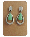 Boucles d'oreilles gouttes vert amande et argenté