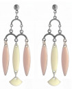 boucles d'oreilles rose et beige chandelier rétro