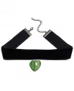 Collier ras de cou de velours noir au coeur vert