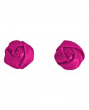 boucles d'oreilles puces fleurs rose fuchsia - clou ou clip
