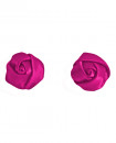 boucles d'oreilles puces fleurs rose fuchsia - clou ou clip