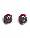 boucles d'oreilles puces fleurs rose fuchsia - clou ou clip