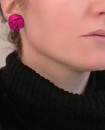 boucles d'oreilles puces fleurs rose fuchsia - clou ou clip