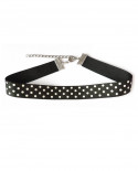 collier ras de cou pin up noir et blanc à pois