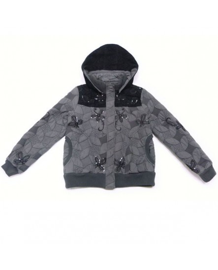 Blouson brodé gris