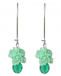 Boucles d'oreilles longues à fleurs vertes