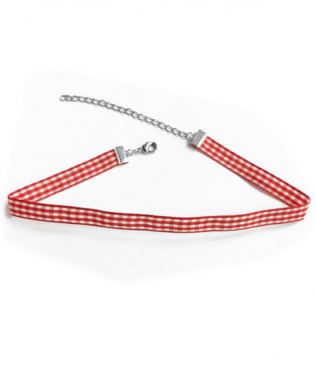 Collier vichy rouge fin