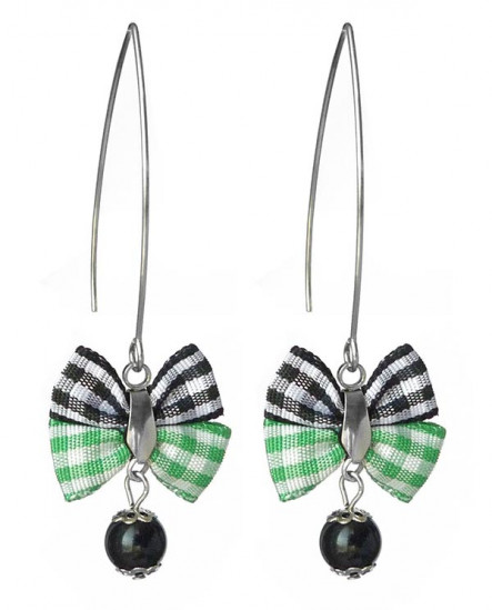 Boucles d'oreilles style rétro noeud papillon carreaux vichy