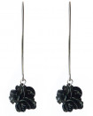 boucles d'oreilles longues à fleurs noires