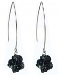 boucles d'oreilles longues à fleurs noires