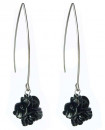 boucles d'oreilles longues à fleurs noires