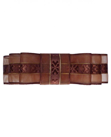 pince à cheveux noeud brodé marron et doré