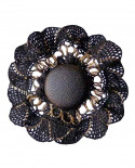broche fleur noire et or en dentelle (fait aussi pince à cheveux)