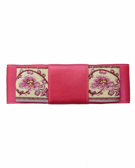 pince à cheveux baroque, fleurs roses et satin-fuchsia