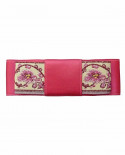pince à cheveux baroque, fleurs roses et satin fuchsia