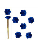 6 épingles à chignon fleur en satin bleu