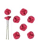 6 épingles à cheveux fleur rose en satin - coiffure de mariage