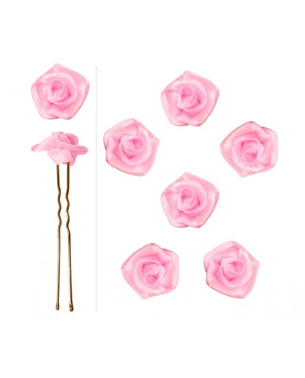 épingles à chignon fleur fleurs en satin rose
