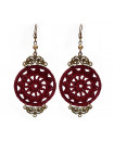 Grandes Boucles D'oreilles dentelle crochet grises pendantes rondes
