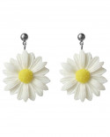 boucles d'oreilles marguerite blanches et jaune - grande fleur bucolique