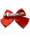 Pince à Cheveux noeud de satin rouge vif et perle blanche