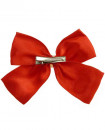 Pince à Cheveux noeud de satin rouge vif et perle blanche
