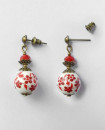 boucles d'oreilles en porcelaine à fleurs rouge