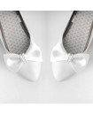 clips à chaussures noeud papillon blanc avec des perles nacrées