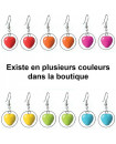 boucles d'oreilles  coeurs orange cercle argenté - style pop années 80