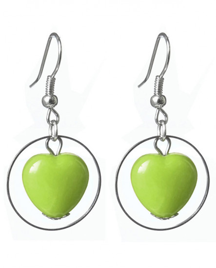 Boucles d'oreilles petits coeurs vert clair