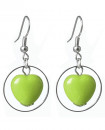 Boucles d'oreilles petits coeurs vert clair