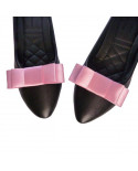 Clips à chaussures noeud en satin rose dragée