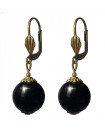 boucle d'oreille onyx noir et doré - dormeuses