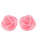 boucles d'oreilles puces fleurs rose dragée - clous ou clips